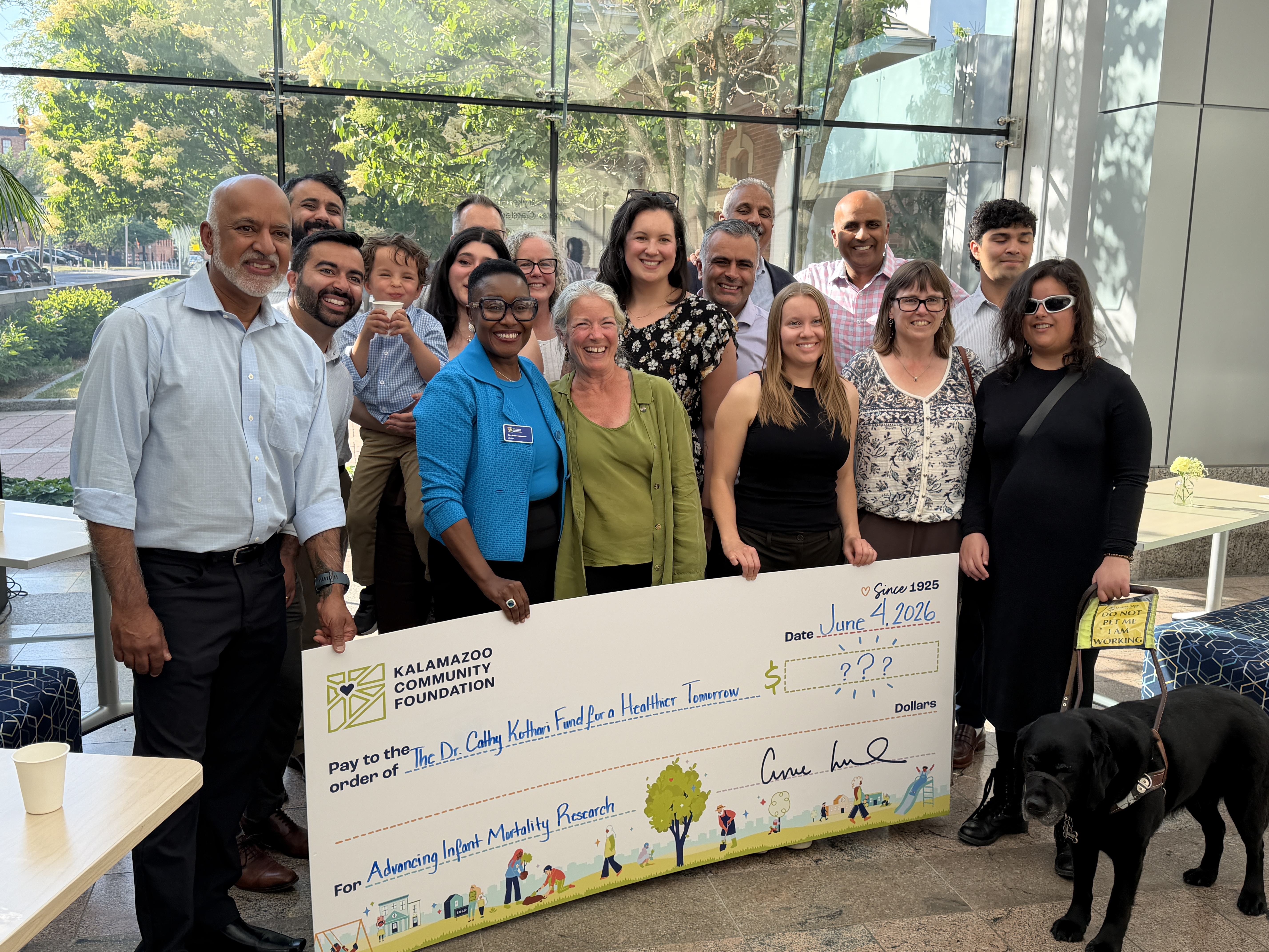 Cathy Kothari, PhD, honored for her tireless work to address infant mortality in Kalamazoo during surprise celebration at the Kalamazoo Community Foundation