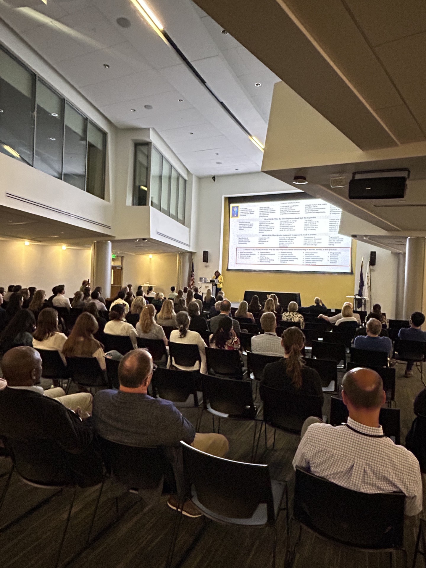 Photo of crowd gathered inside W.E. Upjohn M.D. Campus auditorium during Community Preceptor Appreciation Reception