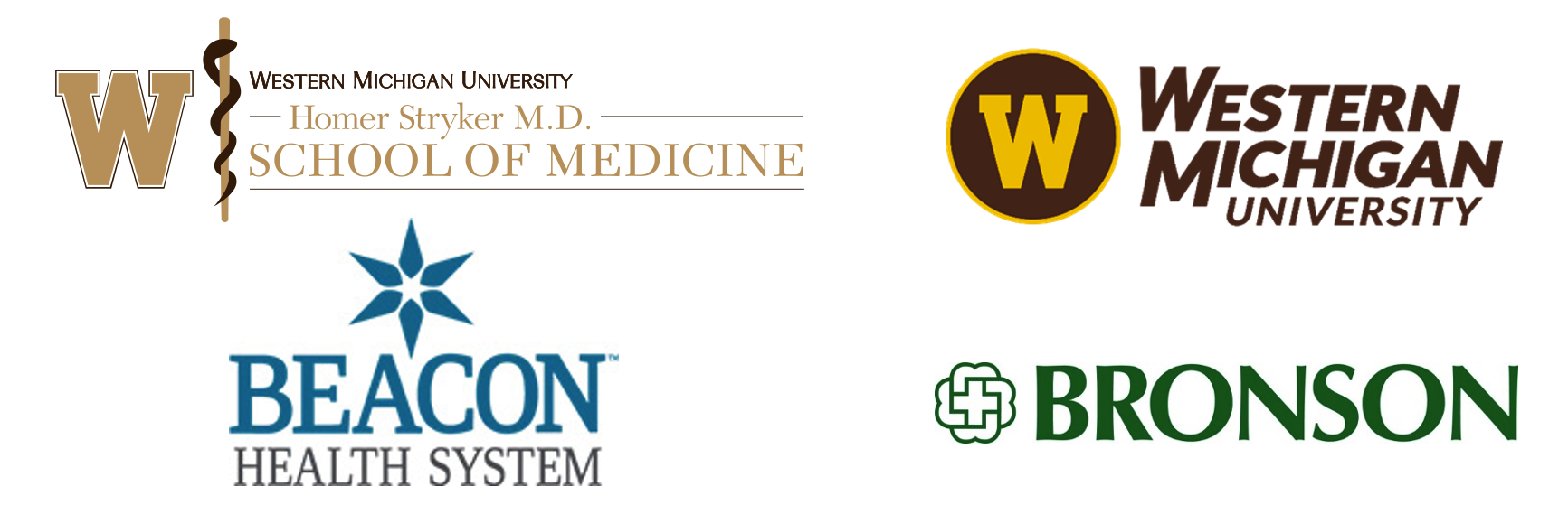 WMed, WMU, Beacon Health System, Bronson Healthcare Logos