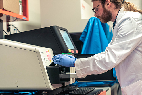 Cody Jones working in the Equipment Lab