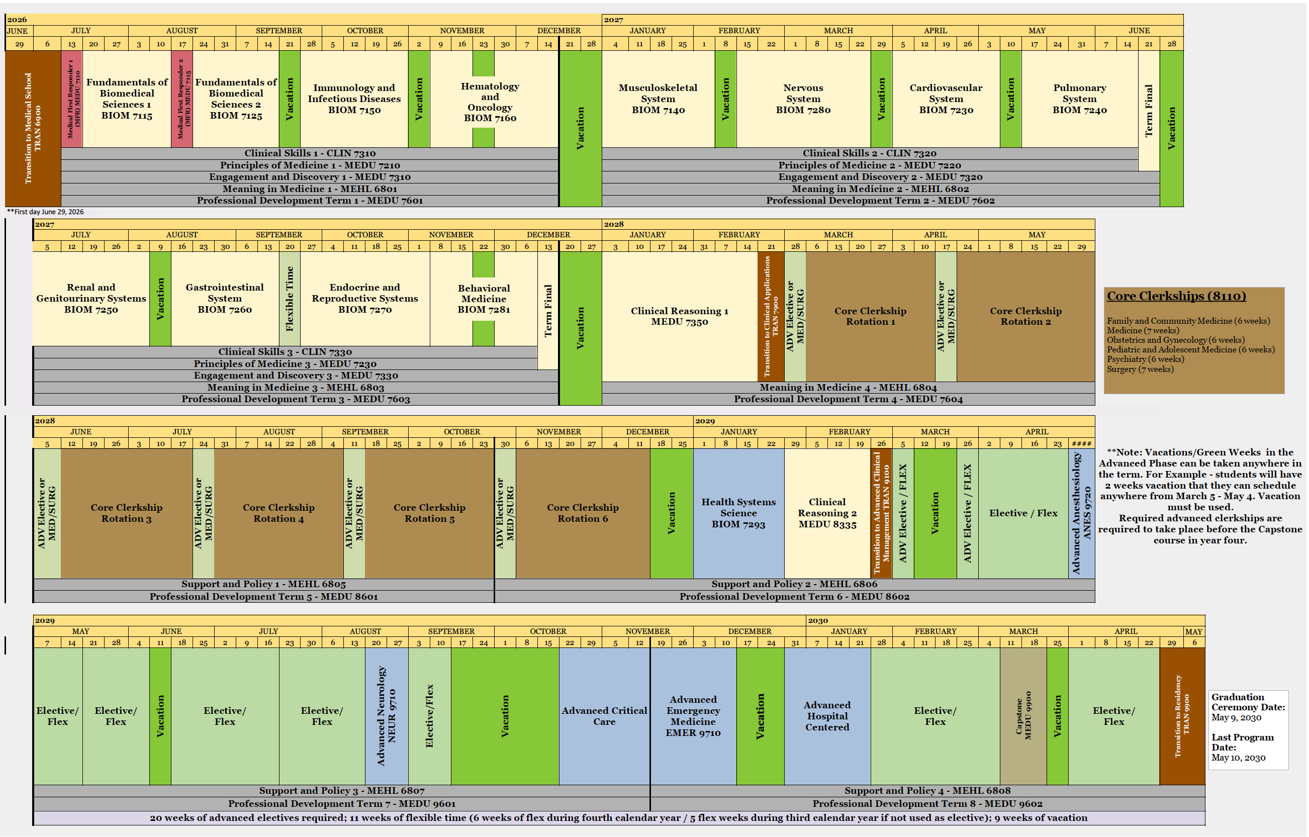MD Class of 2030 Curriculum Calendar - UPDATED