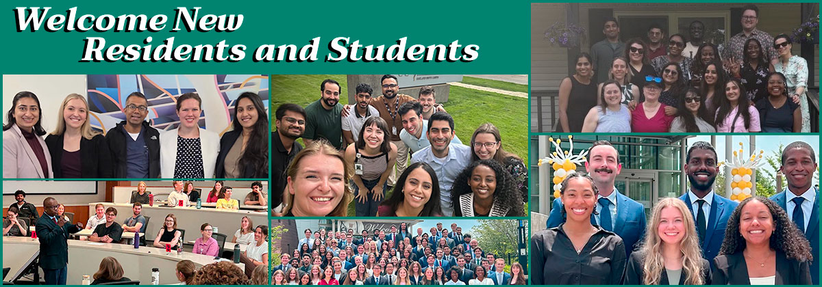 WMed homepage banner welcoming new residents and medical students with several group photos